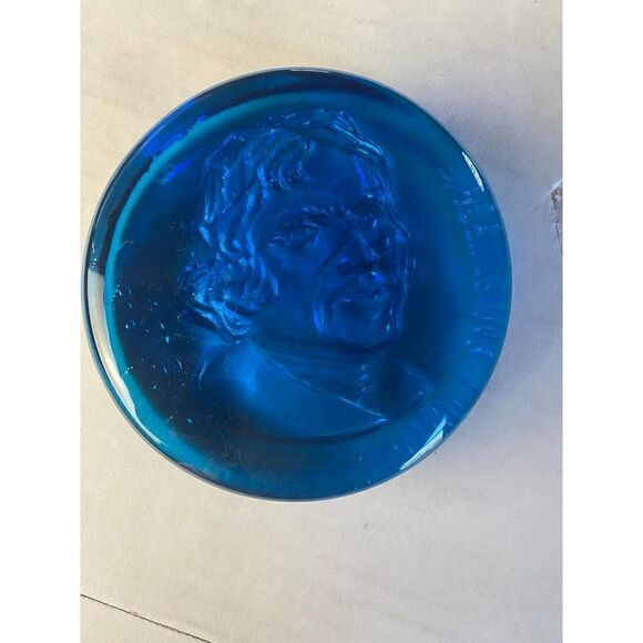 Vintage 1970 Thomas Jefferson Carnival Glass Paper Weight Sculpture Hamilton - Picture 2 of 4